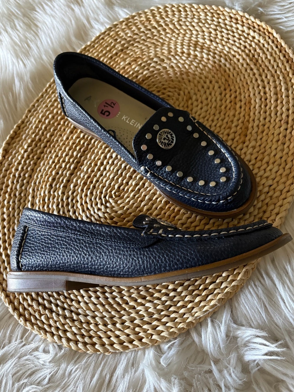 Anne Klein Nexxt Navy Blue Faux Leather Loafers